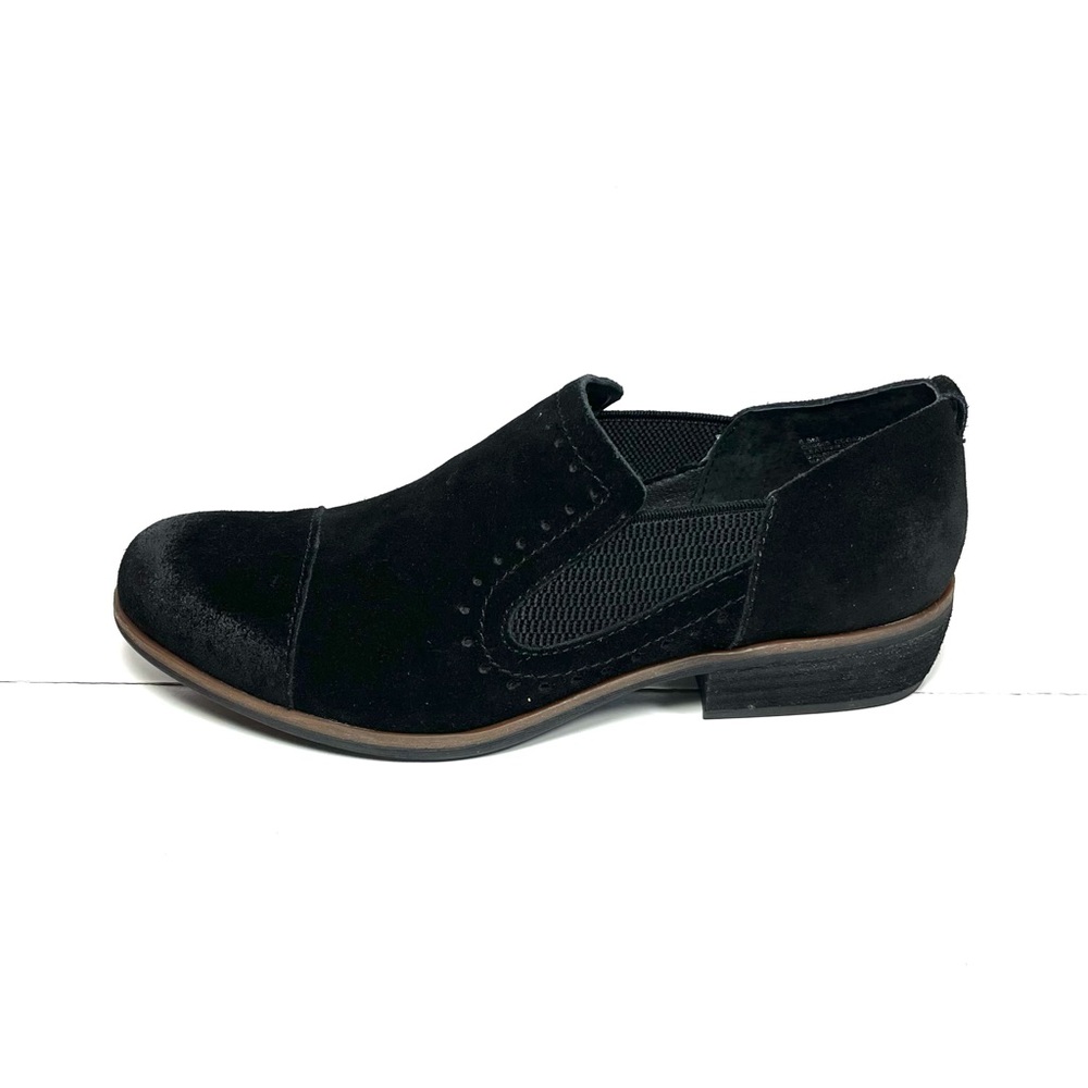 Kork-Ease Gertrude Loafers Women's 6.5 M Cap Toe Black Distressed Suede.